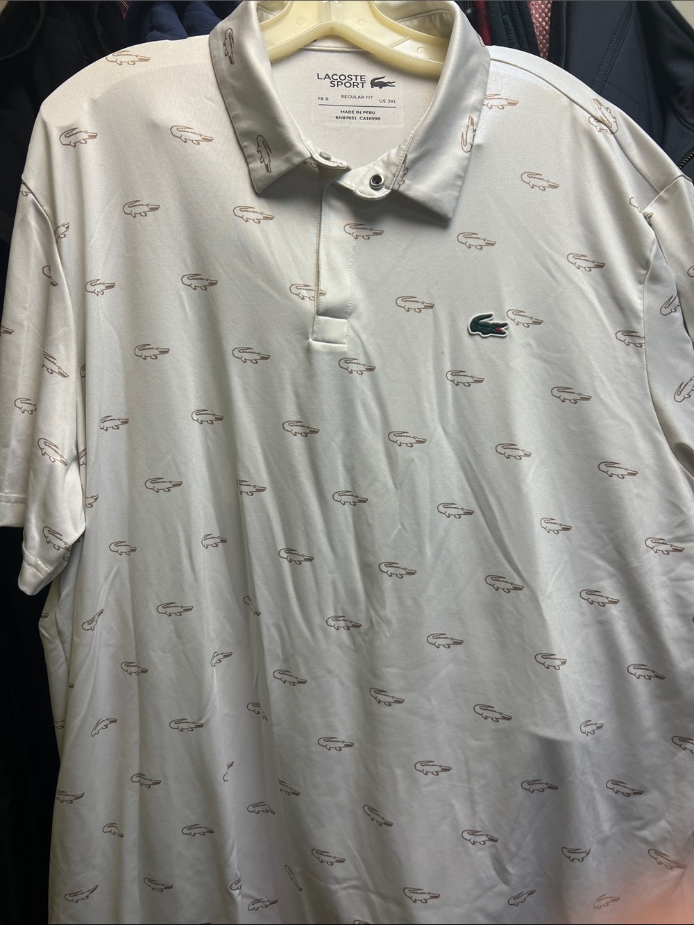 Lacoste Cream Polo with Mini Crocodile Print